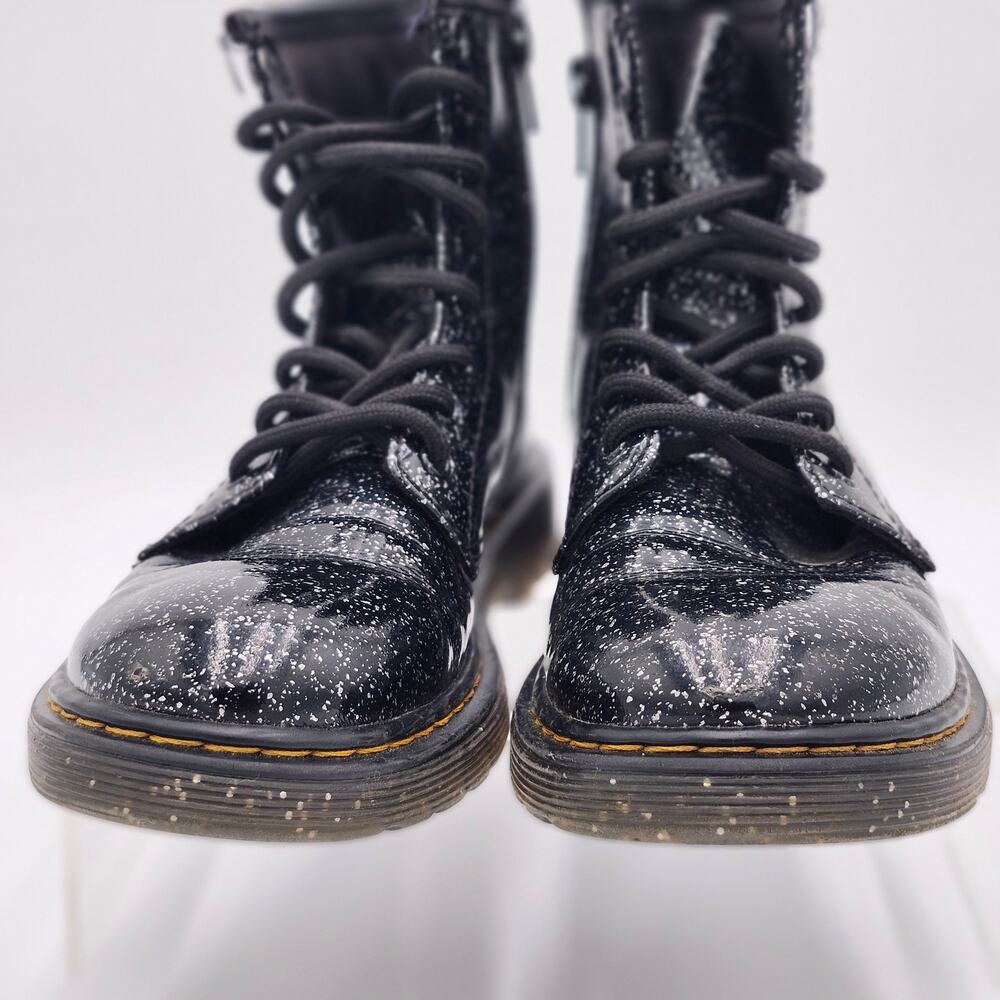 Dr. Martens Black Glitter Rubber Lace Up Girls 2 Emo Gothic S0065 - Picture 4 of 9